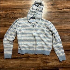 Striped Blue and White Hooded Sweater